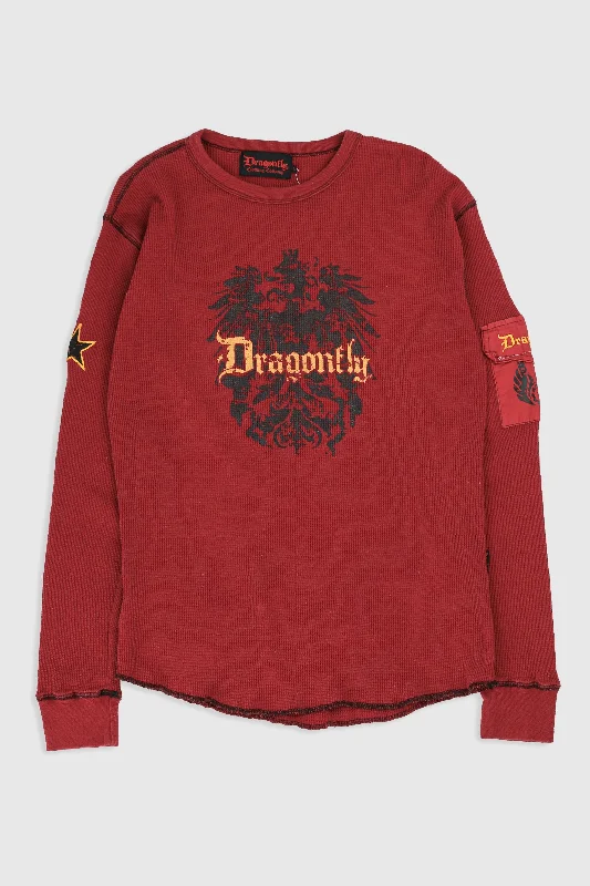 Casual Yet Sophisticated Unisex Fashion End Of Season Sale Deadstock Dragonfly Longsleeve Waffle Knit Tee - L, XL