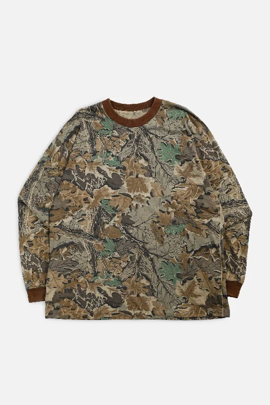 Gender-Neutral Trendy Clothing Styles Limited-Time Offer Vintage Camo Long Sleeve Tee - L