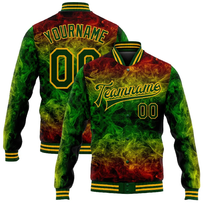 Gender-Neutral Trendy Clothing Styles Top Brand Discounts Custom Red Green-Gold Black History Month 3D Pattern Design Bomber Full-Snap Varsity Letterman Jacket