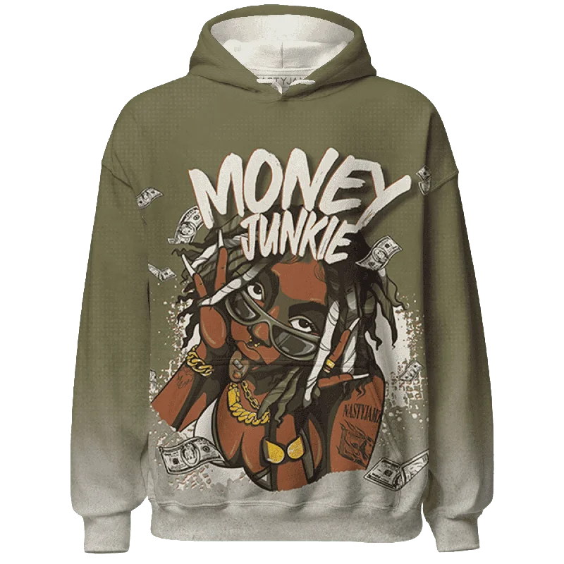 Classic Unisex Fashion Looks Glamorous Fashion Offers NastyJamz Medium Olive 1s Hoodie Match Money Junkie All-Over Print